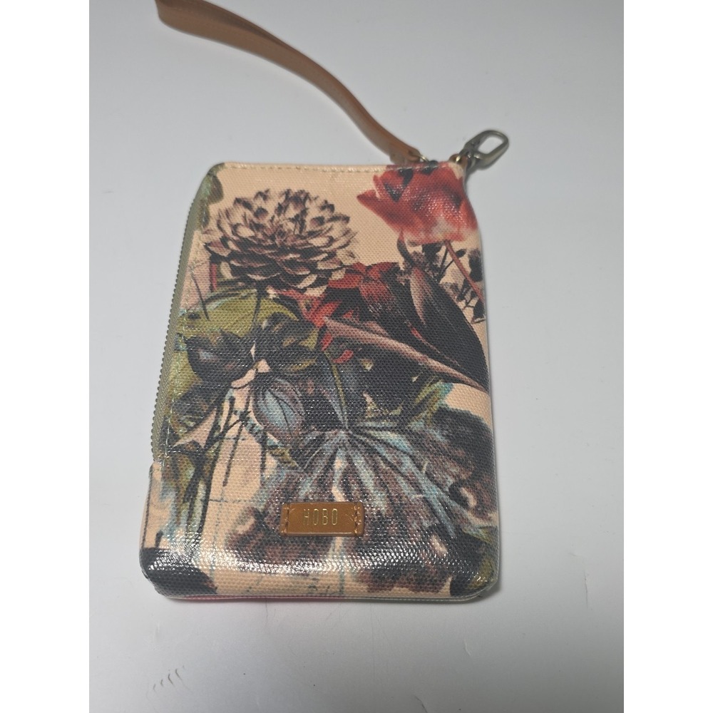 Hobo Coated Canvas & Leather Zipper Wristlet Phone Pouch Botanical Floral Print - Picture 5 of 10